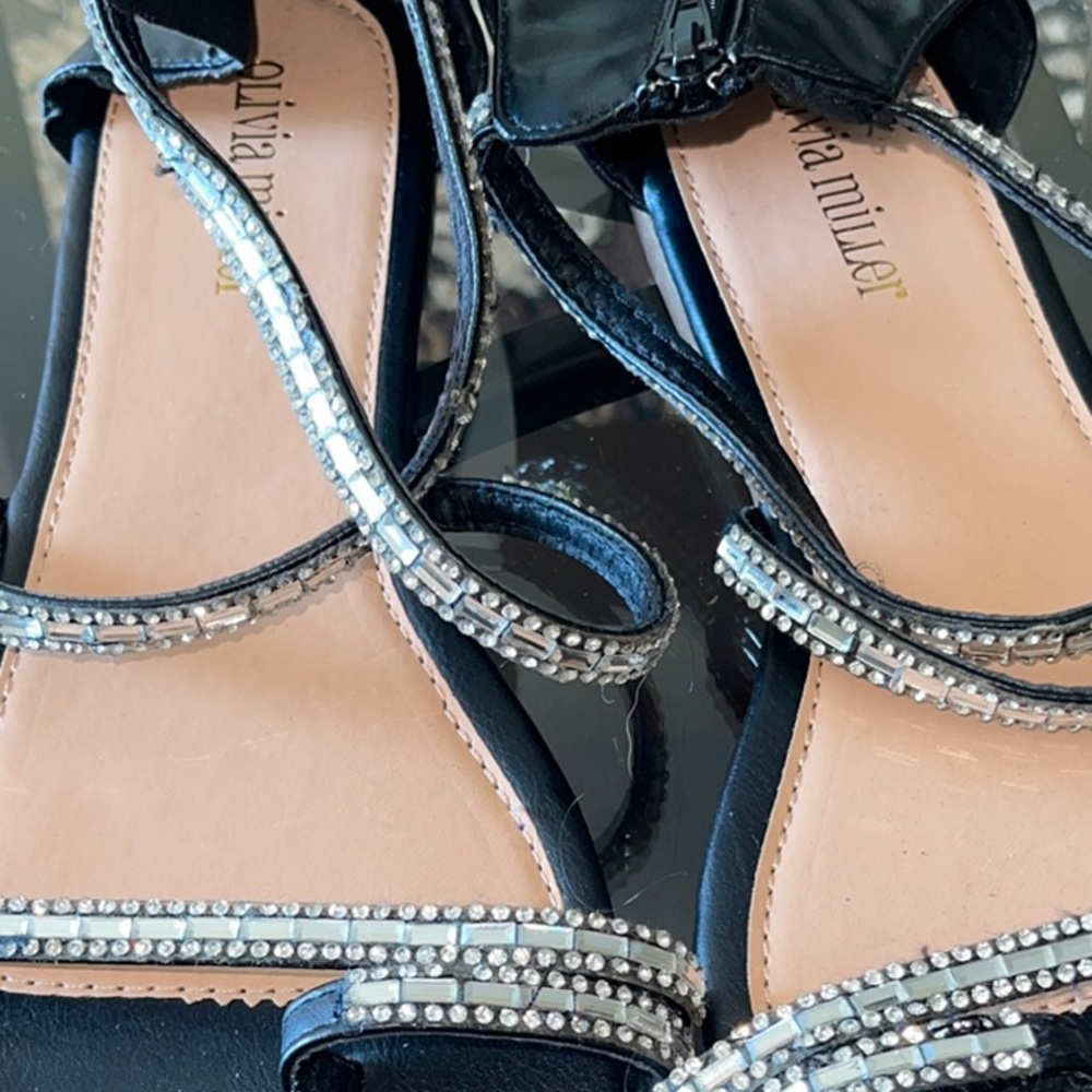 Olivia Miller Black and Silver Strappy Sandals